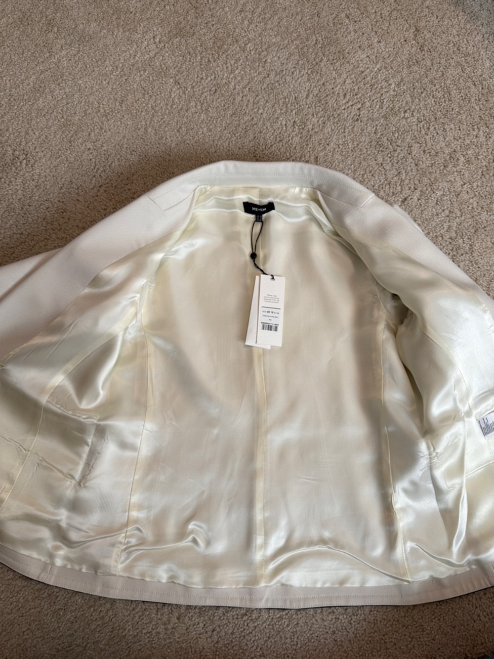 ME+EM Cropped Bound Edge Cream blazer with black piping trim | UK 10 US 6 - Picture 11 of 13